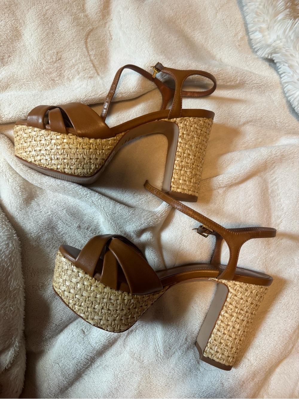 KEEFA raffia schutz platform sandals